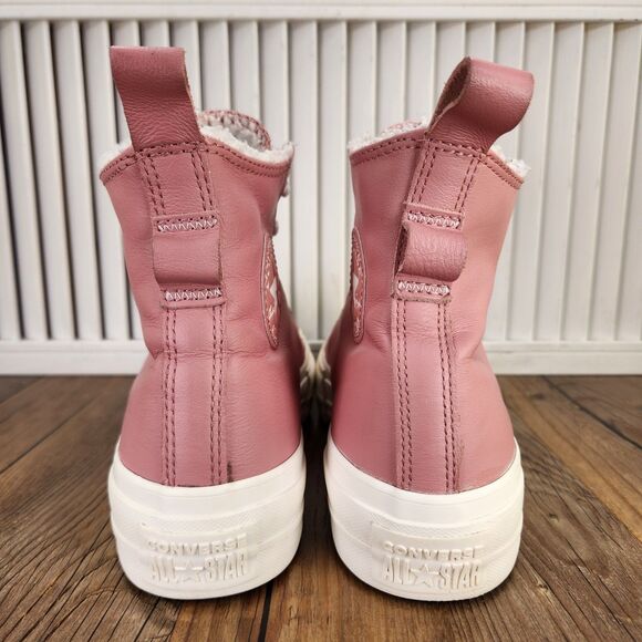 Converse CTAS Cozy Sherpa Platform Lift Women's 11* Pink Leather High Top Shoes - Picture 4 of 10